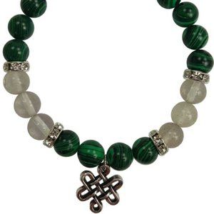 Malachite/ Crystal with Celtic Knot Bracelet